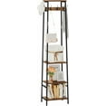 thumbnail image 1 of Freestanding Coat Rack with 3 Shelves 7 Hooks Industrial Style Rustic Brown Black Hall Tree Clothes Organizer, 1 of 8