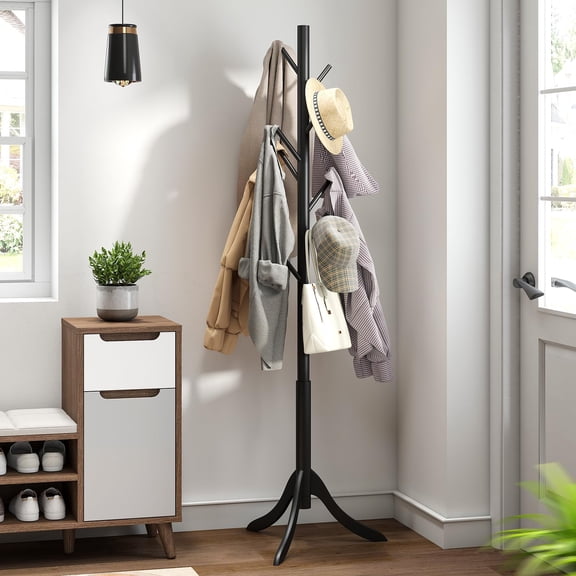 Coat Rack Freestanding, Coat Stand with Hooks, Adjustable Size,Easy Assembly NO Tools Required, Coat Tree Hanger Stand for Coats Scarves in Hallway