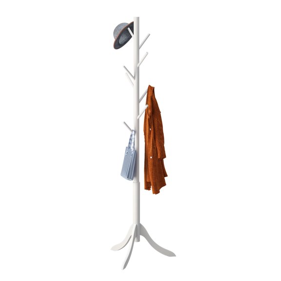 Coat Rack Freestanding, Coat Stands Entryway, Bamboo Coat Rack Hat Hanger 8 Hook for Jacket, Purse, Scarf Rack, Umbrella Tree Stand (Brown)