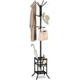 thumbnail image 1 of Freestanding Metal Coat Rack with Umbrella Holder, 12-Hook Space-Saving Entryway Stand in Stainless Steel Finish, 1 of 18