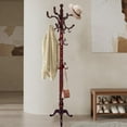 thumbnail image 1 of Coat Rack Freestanding, Hall Tree with 14 Hooks, Heavy Duty Wooden Coat Tree Stand, Adjustable Height, Sturdy Base for Bedroom Hallway Office - Load 300lbs, 1 of 8