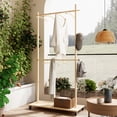 thumbnail image 1 of Coat Rack Freestanding,Solid Wood Garment Clothes Drying Rack with 6 Wooden Hangers,Space-Saving Design,Adjustable Shelf,and Wheels for Easy Mobility – Perfect for Bedroom,Living Room, or Entryway, 1 of 14