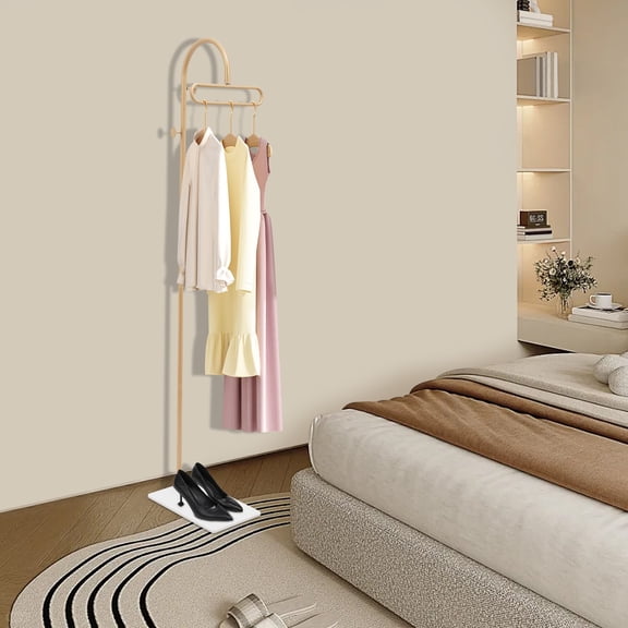 Coat Rack, Gold+ White, Freestanding Coat Stand with Slate Base Heavy Duty Hanging Rack with 3 Hooks, Space Saving Clothes Organizer for Entryway, Apartment