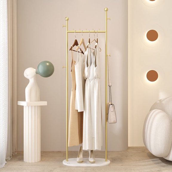Coat Rack, H-Shaped Freestanding Metal Clothes Stand with Ceramic rock slab, Stable & Sturdy Storage for Coats, Hats, Bags, and Scarves, Ideal for Entryway, Office, and Bedroom