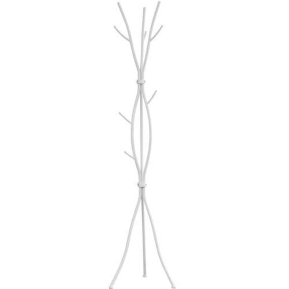 Coat Rack Hall Tree 11 Hooks Entryway 74"H Bedroom Metal White