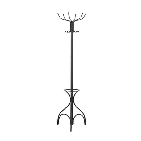 Coat Rack Hall Tree 12 Hooks Entryway 70"H Bedroom Metal Black