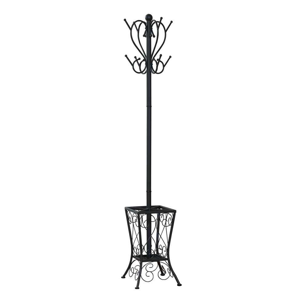 Black Metal 71" Coat Rack with Umbrella Stand