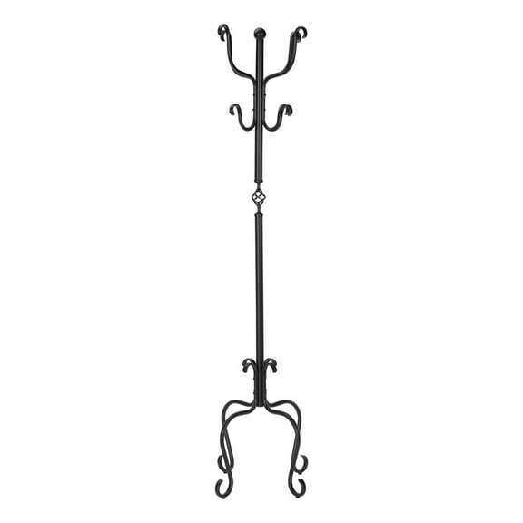 Coat Rack Hall Tree 8 Hooks Entryway 74"H Bedroom Metal Black