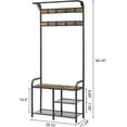 thumbnail image 1 of Coat Rack, Hall Tree with Bench and Shoe Storage, Coat Rack Shoe Bench, 3-in-1 Shoe Rack and Coat Rack for Entryway, 11.24 X 28.35 X 66.34 Inches, Metal, Rustic Brown and Black, 1 of 2