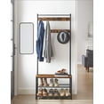 thumbnail image 1 of Coat Rack, Hall Tree with Shoe Storage Bench, Entryway Bench with Shoe Storage, 3-in-1, Steel Frame, for Entryway, 12.6 x 27.6 x 68.9 Inches, Industrial, Rustic Brown and Black, 1 of 8