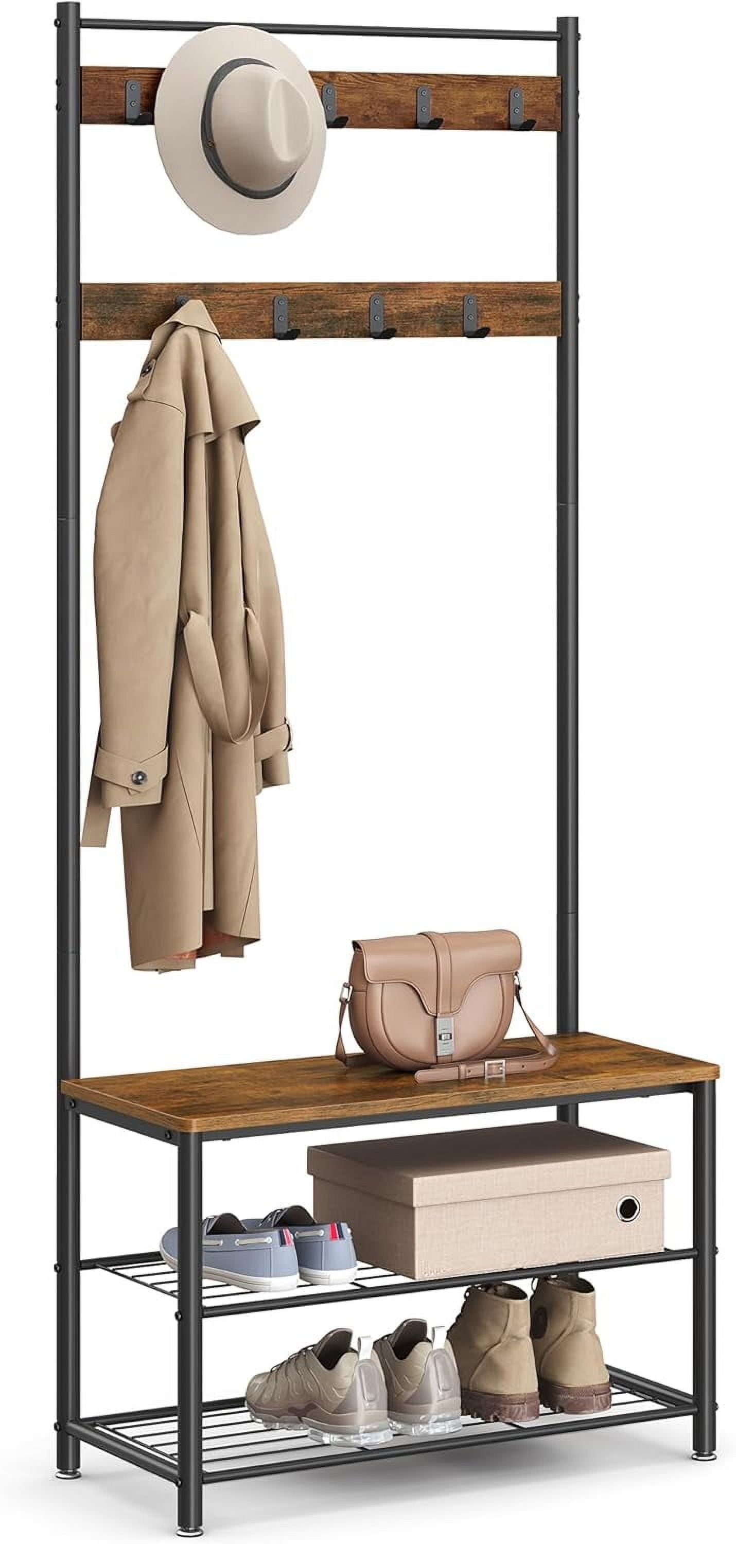 Coat Rack, Hall Tree with Shoe Storage Bench, Entryway Bench with Shoe ...