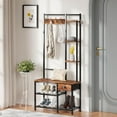 thumbnail image 1 of Coat Rack, Hall Tree with Bench and Shoe Storage, Entryway Bench with Shelves and Drawer, Organizer with Hooks, Rustic Brown, 1 of 4