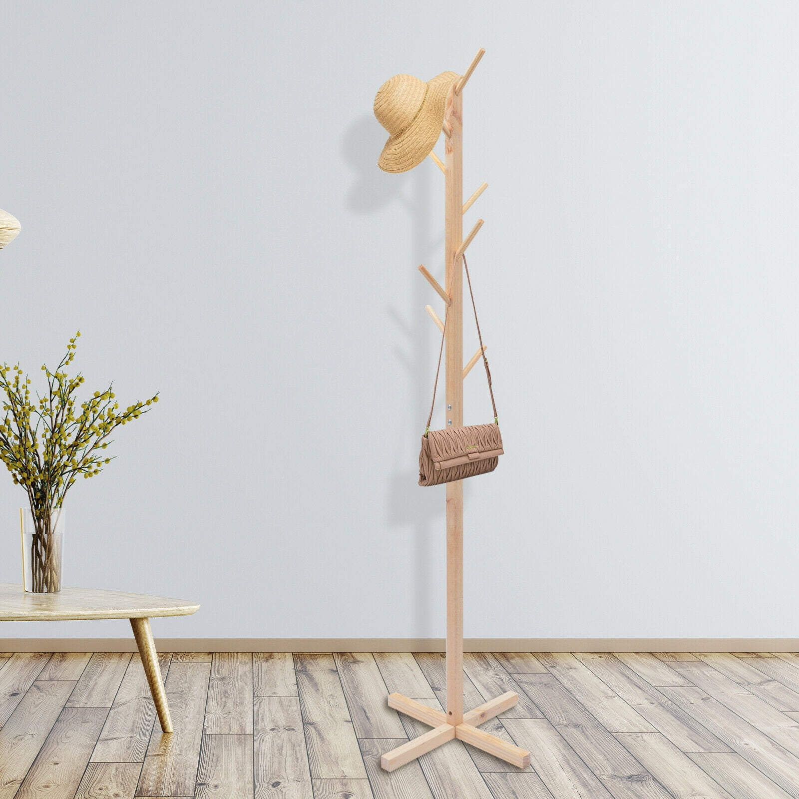 Coat Rack Hat Bag Stand Tree Clothes Hanger Umbrella Holder 8 Hooks