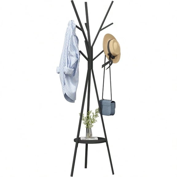 Coat Rack Hat Stand Free Standing Display Hall Tree Metal Hat Hanger Garment Storage Holder With 9 Hooks For Clothes Hats And Scarves In Black17.72Wx17.72Dx70.87H Black