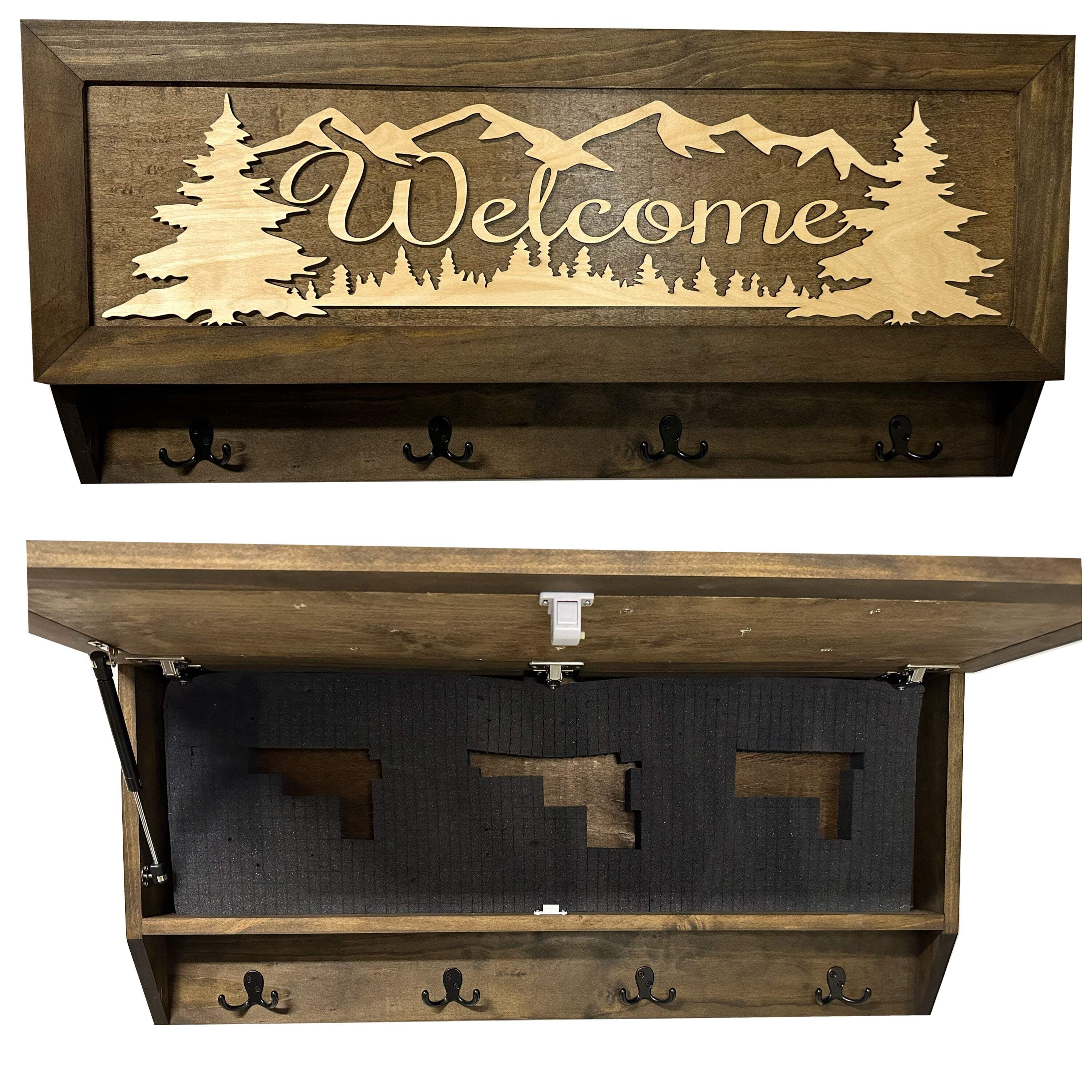 Coat Rack Hidden Gun Storage - Welcome by Bellewood Designs