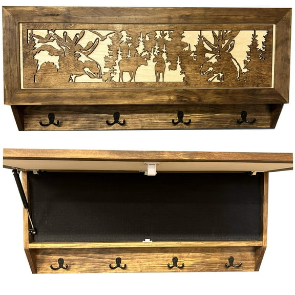 Coat Rack Hidden Storage - Moose In The Woods by Bellewood Designs