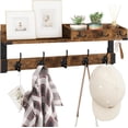 thumbnail image 1 of Coat Rack with Hooks, Wall Mount with Key and Mail Holder, 26 Inch Long Coat Hanger - Wood Entryway Shelf for Hanging Hat, Jacket, Backpack, Purse - Rustic Brown, 1 of 7