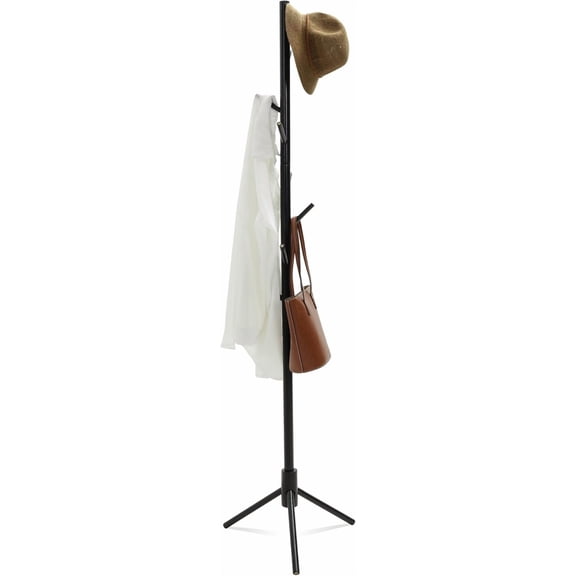 Coat Rack,Metal Tree Freestanding Coat Rack Stand with 12 Hooks, Iron Coat Standing Tree,4 Adjustable Sizes, Black