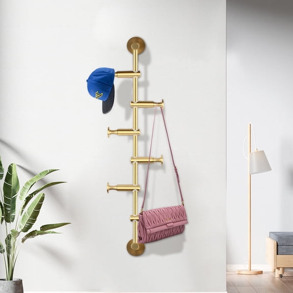 Coat Rack Retro Brown Coat Rack for Hallways, Bedrooms, Living Rooms, Bathrooms and Dens Two Circular Bases with a Diameter of 1.97 Inches