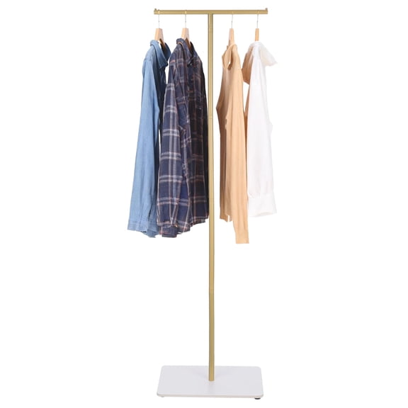 Coat Rack with Rock Slab Base, T-Shaped Freestanding Coat Rack, 67 in Adjustable Clothes Metal Stand with Heavy Duty Marble Base, Floor Garment Rack for Bedroom, Boutique, Entryway