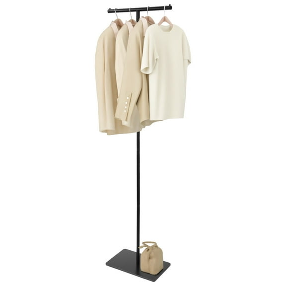 Coat Rack with Rock Slab Base, T-Shaped Freestanding Coat Rack, 67 in Adjustable Clothes Metal Stand with Heavy Duty Marble Base, Floor Garment Rack for Bedroom, Boutique, Entryway