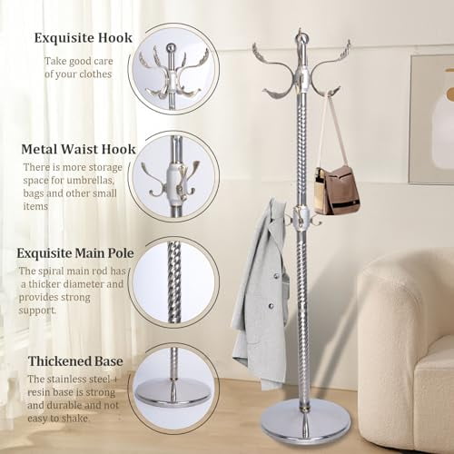 Coat Rack with Round Base, Vintage Metal Freestanding Coat Racks ...