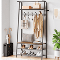 Coat Rack Shoe Bench 4in1 Hall Trees Entryway Bench with Coat Rack