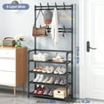 thumbnail image 1 of Coat Rack, Shoe Rack For Entryway, Shoe Organizer For Entryway Bench Hall Tree With Hooks For Bedroom, Rack Coat Combo, Hallway Shelf For Storage Shoes, Clothes, Coat, Hat, Bag, Umbrella, 1 of 9