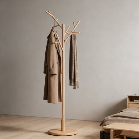 Coat Rack,Solid Wood Coat Rack Freestanding with 12 Hooks,Coat tree freestanding 3 Adjustable Heights for coat, Hats, Handbags，Coat Stand for Entryway,Bedroom (Walnut)