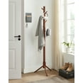 thumbnail image 1 of Coat Rack Solid Wood Free Standing Coat Rack Tree-Shaped Coat Rack with 8 Hooks for Clothes Hats Bags for Living Room Bedroom Dark Walnut, 1 of 7