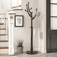 thumbnail image 1 of WOOW DEPOT Large Wood Coat Rack Heavy Duty Freestanding Clothes Hanger Stand w/ Stable Base & 8 Tree Branch Hooks for Entryway Hallway Bedroom, 1 of 10
