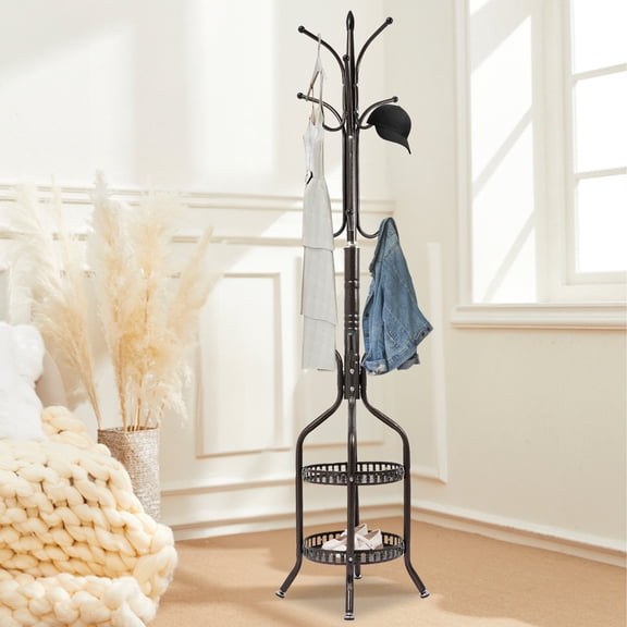 Coat Rack Stand Hat Bag Stand Coat Hanger Stand Sturdy High Space Utilization 12.2*12.2*72.8in