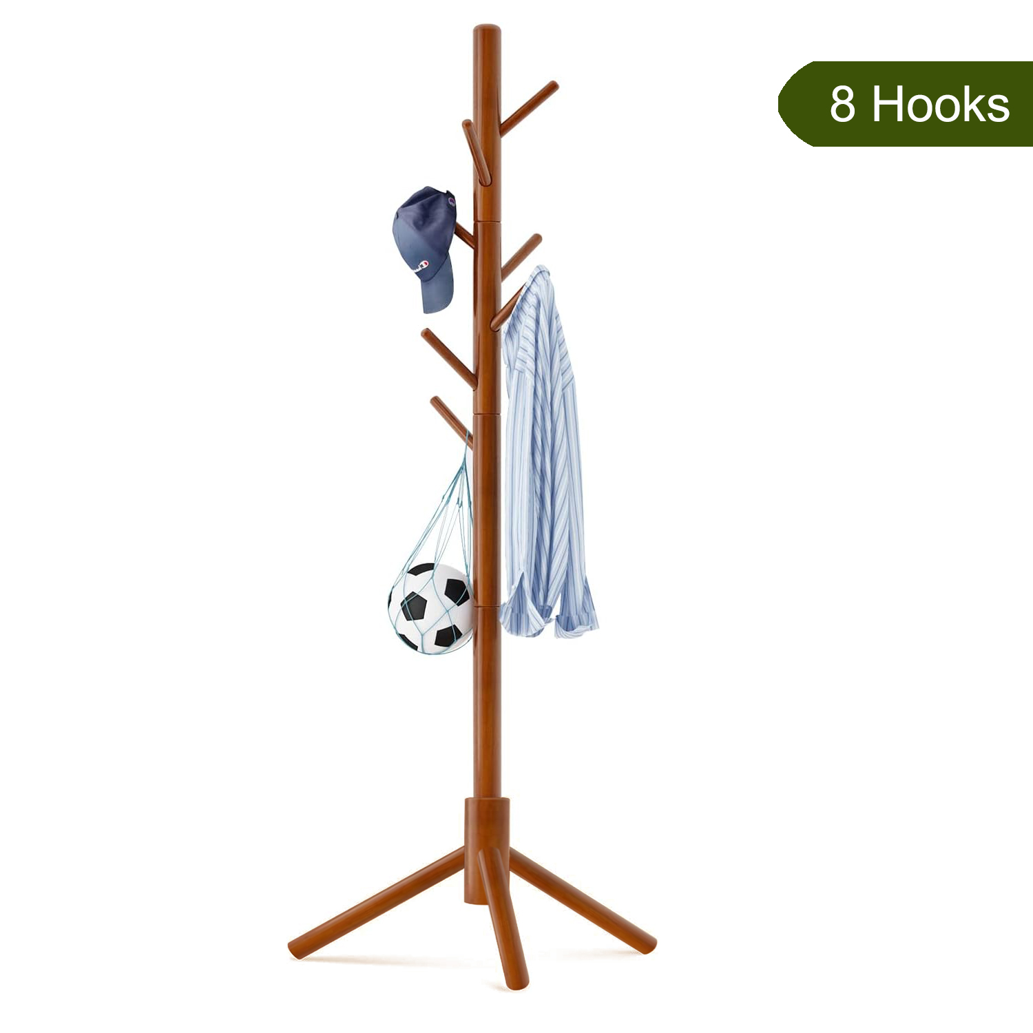 OldStyle Wooden Coat Rack With Spining Top, Brown