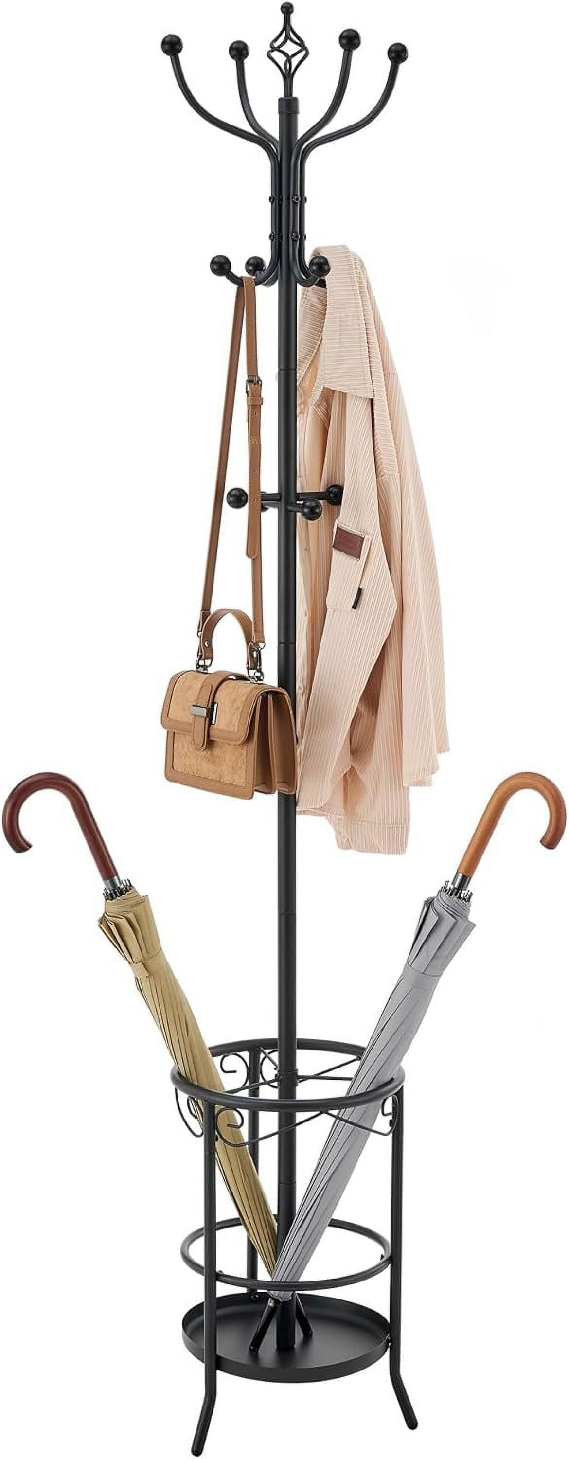 Coat Rack Stand with Umbrella Holder, Free standing Coat Hanger Stand
