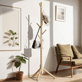 thumbnail image 1 of Coat Rack Stand with 3 Height Options and 8 Hooks Wooden Freestanding Coat Rack for Home, Office, Entryway, Hallway, 1 of 8