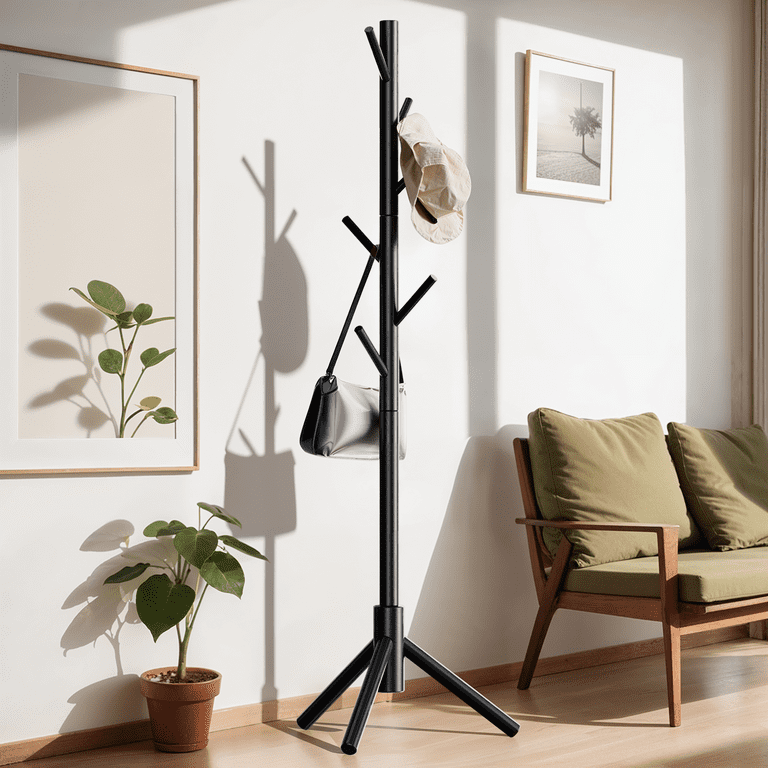Wooden Coat Rack Stand for Home Office 3 Height Options 8 Hooks Freestanding Walmart