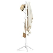 Coat Rack Stand with 3 Height Options and 8 Hooks Wooden Freestanding Coat Rack for Home, Office, Entryway, Hallway