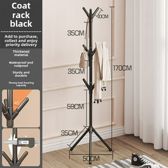 Coat Rack Stand with 3 Height Options and 9 Hooks Clothes Hanger Bracket, Easy to Install Clothes Hanger Bracket for Entrance, Hallway, Bedroom