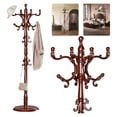 thumbnail image 1 of Coat Rack Tree Freestanding, Wooden Coat Rack Stand with 14 , Vintage Heavy Duty Standing Coat, Sturdy Hanger Corner Hall Tree for Bedroom, Office, Entryway（red）, 1 of 7