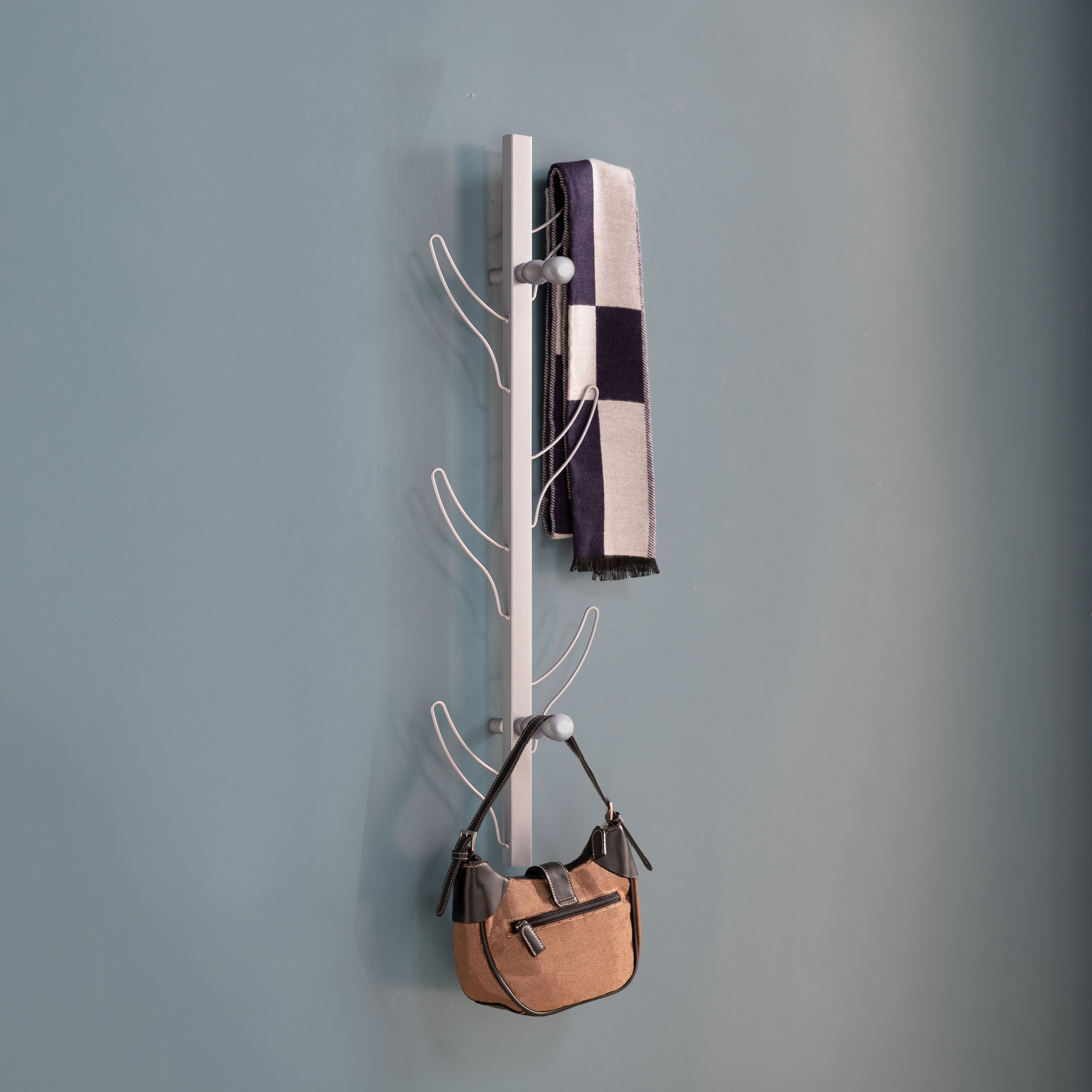 Coat Rack Vertical Eight Hook Coat Rack Wall Mount - Silver,Hall Tree ...