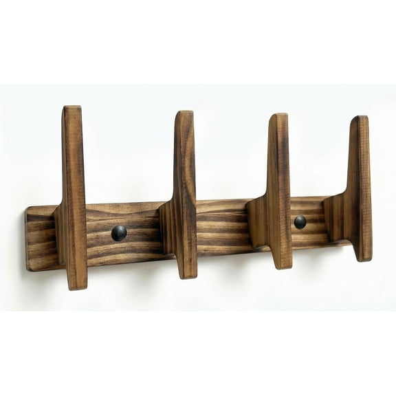 Coat Rack Wall Mount, 12 Inch Rustic Wood Wall Hooks for Hanging, Mortise and Tenon Coat Hooks, Wall Hooks for Coats, Hat Rack, Bag Hanger, Key Holder, Towel Rack for Bathroom (Brown)