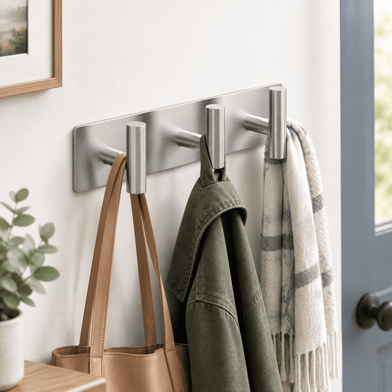 Wall Tech Rack Coat Rack Wall Mount - 3 Hooks Towel Racks For Bathroom Robes Bags Keys ...