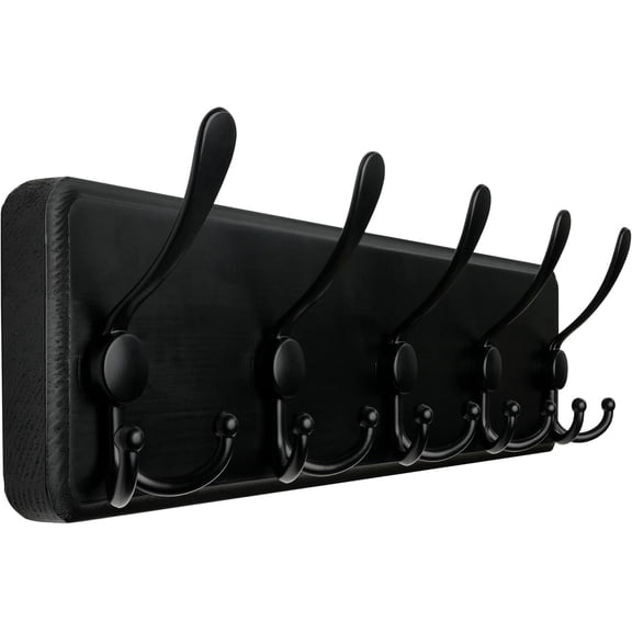 Coat Rack Wall Mount,38 9/16" Long,10 Hooks,Coat Hooks Wall Mounted,Coat Hanger Wall,Farmhouse Wood Hook Rack Rail,Triple Hooks for Hanging Coats,Clothes,Jacket
