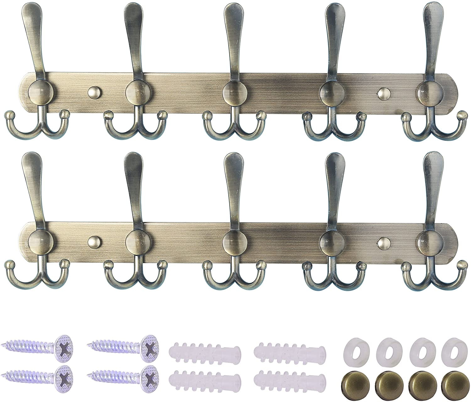 Coat Rack Wall Mount - 38” Long 10-Tri-Hooks Heavy Duty Coat Hanger ...