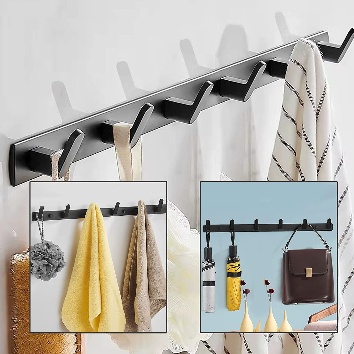 Wall Hooks Rack, Coat Hat Rack with Black Metal Pegs Hook to Organizer  Decorative Hooks Wall Hanger Hat Hook Towel Rack Coat Rack Coat Hook (Color  