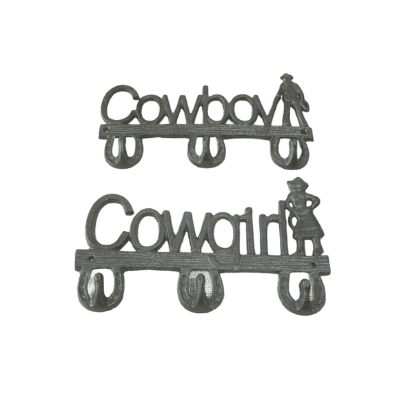 Coat Rack Wall Mount Hooks Hat Western Cowboy & Cowgirl Rustic Farmhouse Key