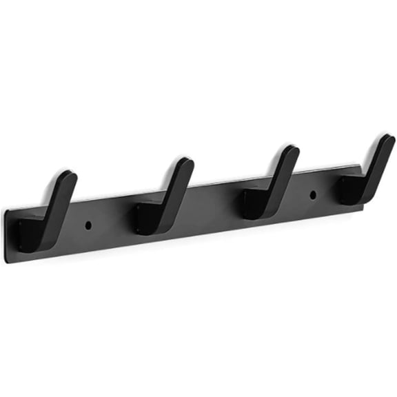 Coat Rack Wall Mount, Modern Wall Hooks for Hanging Coat Clothes Hats Bags with 4 Hooks, Space Aluminum Black Towel Rack for Kitchen Entryway Bathroom Bedroom (Style 1, 4 Hooks)