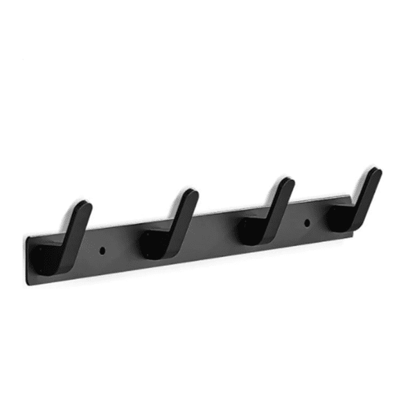 Coat Rack Wall Mount, Modern Wall Hooks for Hanging Coat Clothes Hats Bags with 4 Hooks, Space Aluminum Black Towel Rack for Kitchen Entryway Bathroom Bedroom (Style 1, 4 Hooks)
