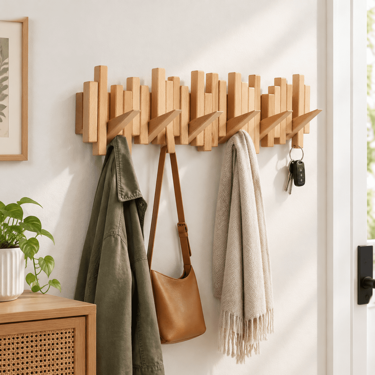 Formula 1 Rack Coat Rack Wall Mount Piano Flip Down Hook 6 Hooks Beech - Walmart.com