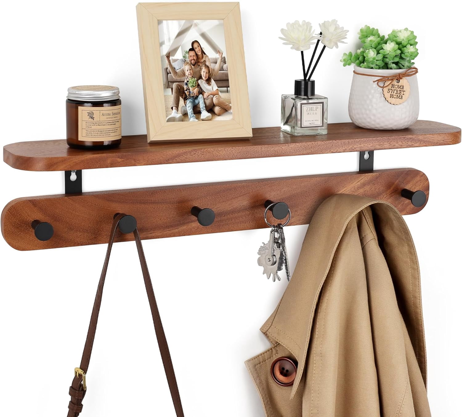 Floating Jacket Rack Coat Rack Wall Mount with Shelf 22